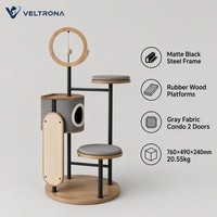 Torre Moderna de Metal para Gatos con Plataforma de Madera y Anillo de Sisal, Mueble de Escalada para Interiores, Venta al por Mayor