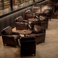 Canapé de bar commercial en cuir vintage, mobilier de restaurant à thème américain, whisky, musique, salle à manger, café, table de restaurant, ensemble de restaurant, Guangdong