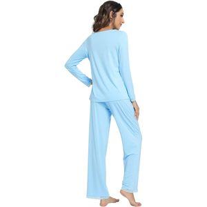 Ensemble de pyjama en viscose de bambou pour femmes, manches longues, pantalon de nuit, vêtements de détente, tailles S à XXL, doux et confortable - Product Image 1