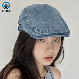 Boina ajustable retro genial, gorra de mezclilla versátil para <span class=keywords><strong>cabezas</strong></span> <span class=keywords><strong>grandes</strong></span>, paisaje informal, características clave hacia adelante - Product Image 1