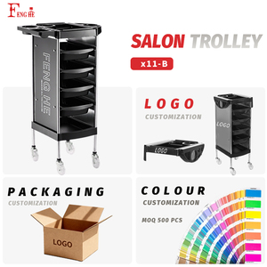 Carrito <span class=keywords><strong>de</strong></span> Peluquería Negro <span class=keywords><strong>de</strong></span> Alta Calidad con 4 Cajones, Panel <span class=keywords><strong>de</strong></span> Aluminio Compuesto, Carrito <span class=keywords><strong>de</strong></span> Salón para Estilistas - Product Image 4