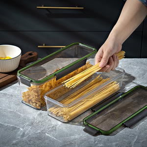 Kitchen Household Noodle <b>Storage</b> Box Rectangle Food Grade Airtight <b>Container</b> For Pasta Dried Noodles Grains Cereals Clip On Lid - Product Image 1