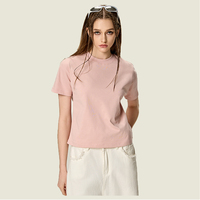 Top de Verano de Alta Calidad para Mujer, Estilo Vintage, Tejido de Punto, 100% Algodón, Estampado Serigrafiado, Tela Ecológica, Cuello Redondo, Manga Corta, 240g