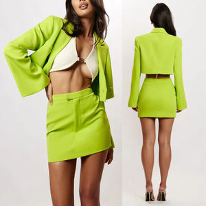 Cappotti da <span class=keywords><strong>donna</strong></span> personalizzati da ufficio gonna corta 2 pezzi Set scollo a V da <span class=keywords><strong>donna</strong></span> <span class=keywords><strong>blazer</strong></span> corti svasati <span class=keywords><strong>donna</strong></span> - Product Image 3