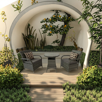 Ensemble bistrot en rotin noir 2 places, table ronde et chaises en osier pour extérieur, mobilier de jardin pour balcon