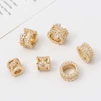 Simple 8-11mm Micro Zircon Creux Rond Lâche Perlé Grande Petite Perle D'espacement pour DIY Bracelet Collier Bijoux Accessoires