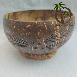 Bol écologique en coquille de noix de coco avec design fantaisie pour la vente en gros de salade bouddha Acai du Vietnam à base de déchets agricoles - Product Image 1