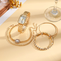 Ensemble Cadeau Montre Quartz de Luxe et Bijoux pour Femme en Gros, ODM, Fête des Mères, Remise de Diplôme, Amitié, Bracelet Tendance et Polyvalent