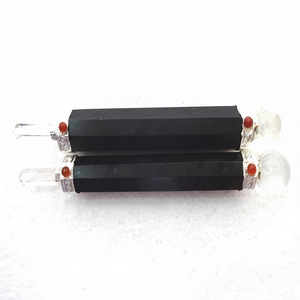 Bâtons de guérison artisanaux en tourmaline noire naturelle et agate avec boule de cristal pour la guérison des chakras et du Reiki (vente en gros) - Product Image 2