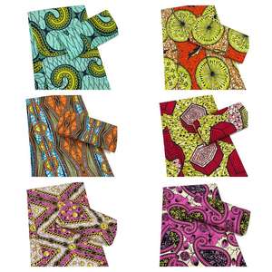 ผ้าฝ้าย100% พิมพ์ลายขี้ผึ้งแอฟริกันผ้าอังการาแท้6หลา - Product Image 1