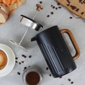 Large Metal 304 Stainless Steel French Press <b>Coffee</b> Brewer Pot Modern Transparent <b>Portable</b> Hotel Use 600ml Black with Lid - Product Image 4