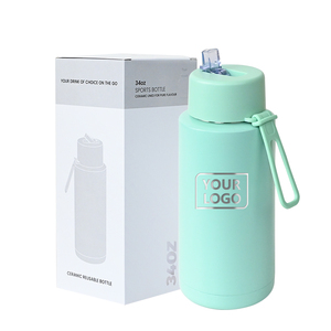 Custom Logo 34oz 1000ml Double Wall Insulated 304 18/8 Stainless Steel Vacuum Aqua <b>Flask</b> Travel Water Bottle Lid <b>Straw</b> 12-24 - Product Image 1