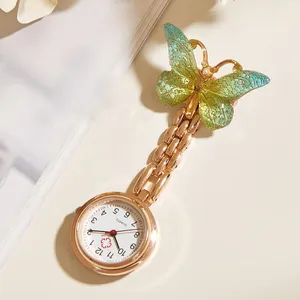 Настенные часы Good Doctor больницы для использования красивый дизайн стандартные розовые золотые кварцевые часы медсестры с бабочкой