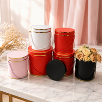 AM-GPA80 Ammy Boîte Cadeau Ronde Cylindrique 3-en-1 de Luxe Couleur Unie, Boîte Vide en Papier avec Bord Doré pour la Saint-Valentin