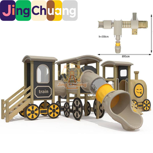 Grande combinaison de jeux d'extérieur pour maternelle : <span class=keywords><strong>toboggan</strong></span> <span class=keywords><strong>en</strong></span> plastique et <span class=keywords><strong>bois</strong></span>, structure d'escalade <span class=keywords><strong>en</strong></span> acier inoxydable et planche de PE pour enfants - Product Image 5