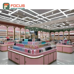 High Quality Retail Outlet Brushed Stainless Steel Wall Shelving One Stop Solution Cosmetic Shop Design - Product Image 5