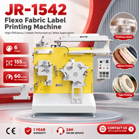 Machine d'impression flexographique pour étiquettes textiles CE JR-1542, 6 couleurs, vitesse 60 m/min, équipement d'impression d'étiquettes d'entretien pour rubans en satin et tissus