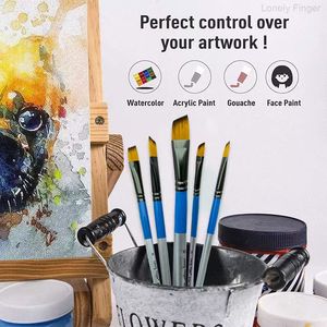 Juego de 6 Pinceles de Ángulo con Mango de <span class=keywords><strong>Madera</strong></span> para Pintura Acrílica, Óleo, Acuarela y Gouache sobre Lienzo, Hechos <span class=keywords><strong>en</strong></span> China Continental - Product Image 3
