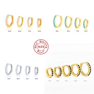 Feine Diamant 925 Sterling Silber Huggie Ohrringe Gold Kleine Creolen für Frauen Jubiläum - Product Image 1