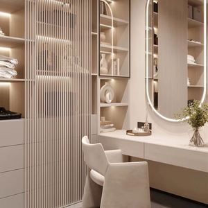 Armoire de chambre à coucher en bois moderne de luxe avec portes laquées, design autoportant, gain de place, grande capacité de rangement, appartement, bricolage - Product Image 1