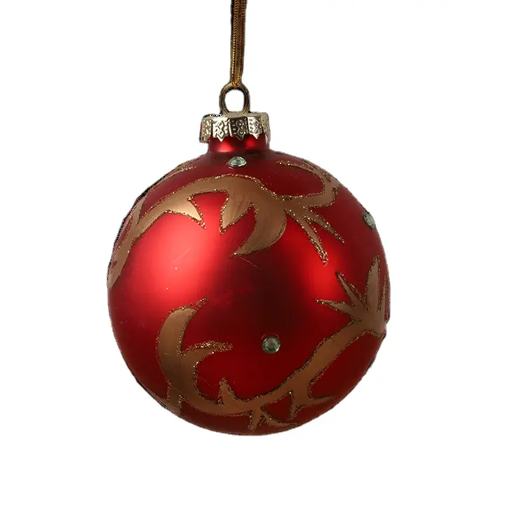 Wholesale Christmas Tree Decorations Hand-painted Red Glass Ball