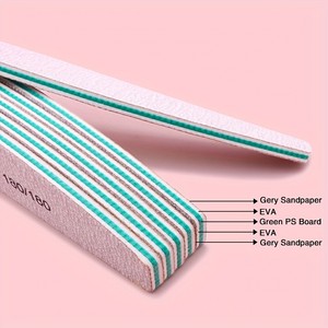 Half Moon Washable <b>Nail</b> <b>Files</b> 80 100 150 180 240 Grit Double Sided Manicure Tool - Product Image 4