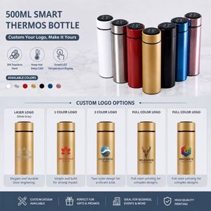 Bouteille d'eau intelligente en acier inoxydable de 500 ml pour l'extérieur, avec rappel de température et écran LED, idéale pour les voyages et comme tasse. - Product Image 3