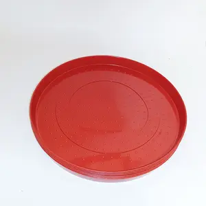 Mangeoire à poulet à plaque ronde rouge antidérapante 60cm pour équipement agricole de volaille, offre spéciale