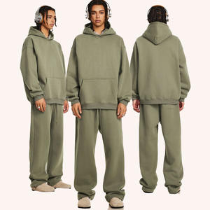 נשים מותאמות אישית חליפות ריצה 2 חלקים חליפת טרנינג גברים חליפות ריצה סט מכנסי טרנינג גדולים וחולצת קפוצ'ון - Product Image 1