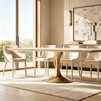 Table à manger rectangulaire moderne en marbre extra large, style luxe américain, prix d'usine