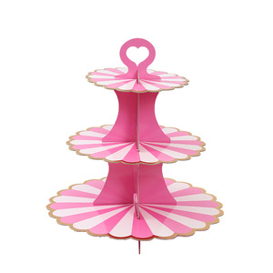 Piatti da Dessert a 3 livelli Mini torte espositore per caramelle alla frutta torre vassoio per biscotti supporto per Buffet di caramelle supporto per Cupcake in cartone - Product Image 1