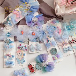 <span class=keywords><strong>Tracy</strong></span> & Herry-Pinza para el pelo de gasa de nieve dulce y encantadora para niña, accesorios para el cabello con lazo azul y borde de princesa para nieve - Product Image 3