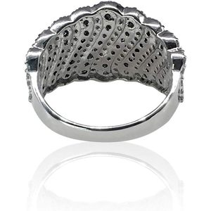 Anillo de Plata de Ley con Diamantes Redondos en Múltiples Filas, Diseño Ondulado, 1.16 Quilates en Total, para Uso Diario Femenino - Product Image 3