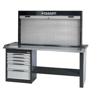 Fasano Tools <b>Workbench</b> With Pegboard Back Panel And Drawers For <b>Garage</b> Storage - Product Image 2
