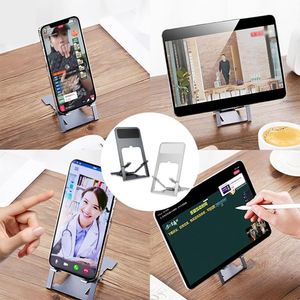 Super Slim Aluminum Adjustable Height Mobile Stand Holder Travel-Friendly Foldable Mobile Stand Holder for Office <b>Desk</b> - Product Image 6
