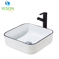 Lavabo rectangulaire en porcelaine fait main pour comptoir, design traditionnel, égouttoir de salle de bain pour villas, schéma de couleurs artistique