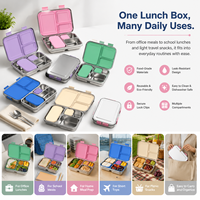 Boîte à lunch Aohea en acier inoxydable 304 de qualité alimentaire, sans BPA, 3 compartiments, pour la conservation de la fraîcheur, avec impression personnalisée, étanche