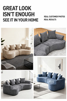 Großes, übergroßes Sofa mit tiefen Sitzen, 270 cm, halbmondförmig, geschwungen, Chenille-Ecksofa, vakuumkomprimiert für Heimkino
