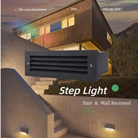 Lumière d'escalier encastrée en polycarbonate carré en acier inoxydable 316 IP65 avec LED Nichia blanc chaud pour jardin