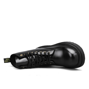รองเท้าบูทหนังแท้สำหรับผู้ชาย, ใหม่รองเท้าบูทหนังวัวแท้แพลตฟอร์มสีดำของหวานคุณภาพสูง - Product Image 4