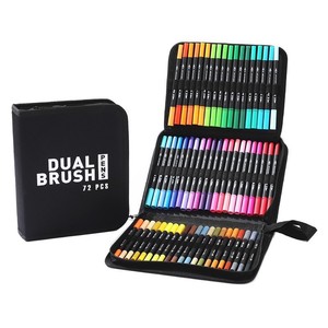 Stylos pinceaux professionnels à double pointe 72 couleurs - Ensemble de marqueurs aquarelles à pointe fine et pinceau pour artistes, débutants et adultes, livres de coloriage - Product Image 1