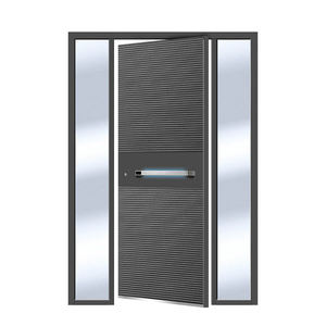 Prettywood Design moderne Bois massif Extérieur aluminium acier inoxydable pivot Portes d'entrée avec éclairage latéral - Product Image 4