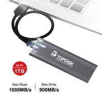 Topdis PM50C Hard Drive Portabel, Hard Drive Eksternal SSD M.2 PCIe NVME Kecepatan Sangat Tinggi Hingga 1TB