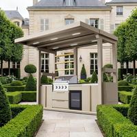 Ensemble de mobilier d'extérieur en gros pour barbecue, îlot de cuisine modulaire en acier inoxydable avec évier et réfrigérateur pour hôtels et restaurants