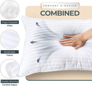 Juego de Almohadas Blancas Alternativas <span class=keywords><strong>a</strong></span> las de Plumas, Almohadas Refrescantes de Calidad Hotelera para <span class=keywords><strong>Dormir</strong></span> Boca Arriba, Boca Abajo o de Lado - Product Image 2