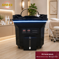 Bac à shampoing portable Siman de luxe moderne en cuir PU avec réservoir d'eau usée pour salon de coiffure, utilisation en salon sans plomberie requise