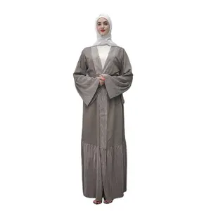 Promotion!!! High quality Dubai Islamic open abaya with ruffles Plus size Islamic Clothing Dubai Abaya Wholesale