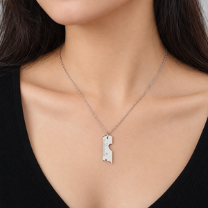 Collier pendentif règle en acier inoxydable couleur argent, avec échelle gravée, motif géométrique, chaîne réglable, bijou - Product Image 5