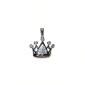 Colgante de Corona Tiffany en Oro Blanco con Diamante Corte Triangular Color G, Piedra Natural, Estilo Clásico para Compromiso de Mujer - Product Image 1