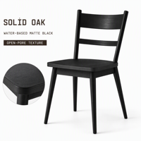 Chaise de salle à manger en chêne massif, dossier en échelle, finition mate à base d'eau, mobilier OEM ODM pour la maison, le café et l'hôtel